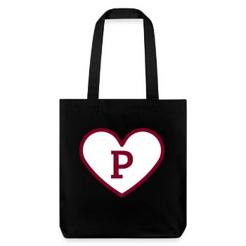 Lettre p cœur sport tendance bordeaux -idée cadeau - Tote bag épais recyclé Stanley/Stella - noir - Devant
