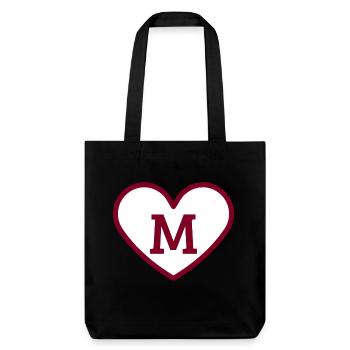 Lettre m cœur sport tendance bordeaux -idée cadeau - Tote bag épais recyclé Stanley/Stella - noir - Devant