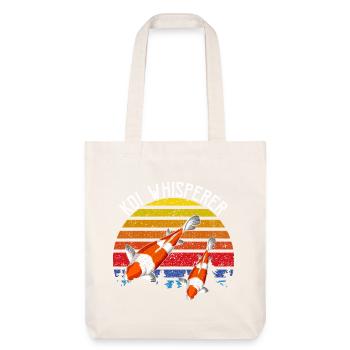 Humour vintage du Coucher de Koi Whisperer sur l’étang de carpes Koi - Tote bag épais recyclé Stanley/Stella - blanc cassé - Devant
