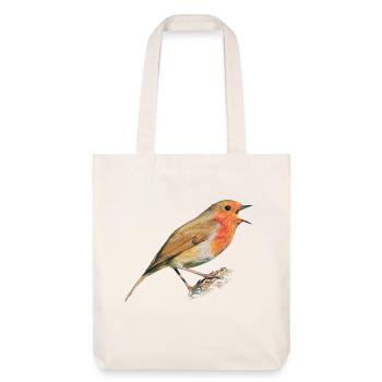 Rotkehlchen Vogel Robin - Stanley/Stella recycelter Heavyweight Stoffbeutel - Naturweiß - Vorne