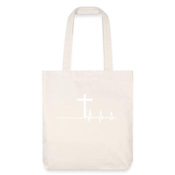 Heart Heart Fréquence cardiaque Heartbeat Jesus Cross - Tote bag épais recyclé Stanley/Stella - blanc cassé - Devant