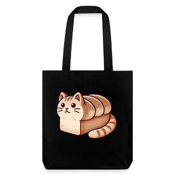 Gemütliche Katzenbrot Illustration - Stanley/Stella recycelter Heavyweight Stoffbeutel - Schwarz - Vorne