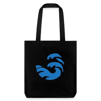 schlichtes blaues Wellen Design in runder Form - Stanley/Stella recycelter Heavyweight Stoffbeutel - Schwarz - Vorne