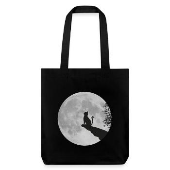 Chat lune pleine lune kitty cat rock - Tote bag épais recyclé Stanley/Stella - noir - Devant