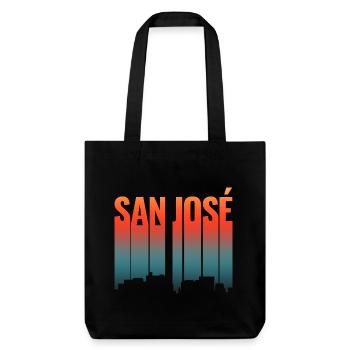 San José Skyline Farbverlauf - Stanley/Stella recycelter Heavyweight Stoffbeutel - Schwarz - Vorne