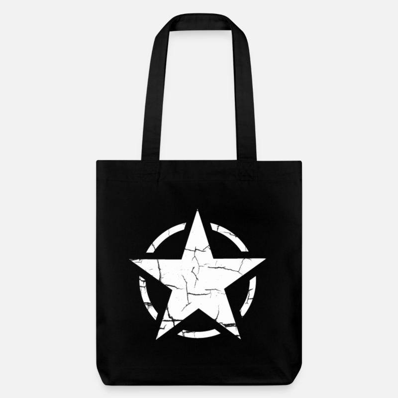 Stern im runden Kreis Grunge Style - Stanley/Stella recycelter Heavyweight Stoffbeutel - Schwarz