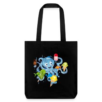 cool octopus with lots of ice cream under water - Stanley/Stella Heavyweight Recycled Tote Bag - black - Front