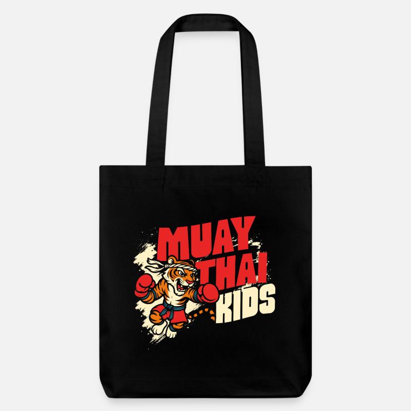 Muay Thai Kids – Tiger in Rot - Stanley/Stella recycelter Heavyweight Stoffbeutel - Schwarz