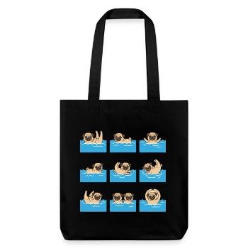 Schwimmender Mops Cartoon Für Hundefans - Stanley/Stella recycelter Heavyweight Stoffbeutel - Schwarz - Vorne