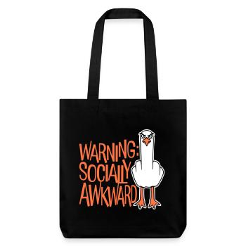 Warning Socially Awkward Möwe Mittelfinger Frech - Stanley/Stella recycelter Heavyweight Stoffbeutel - Schwarz - Vorne