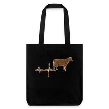 Gift heartbeat cow cattle - Stanley/Stella Heavyweight Recycled Tote Bag - black - Front