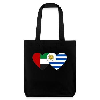 United Arab Emirates Uruguay Flag Heart - Stanley/Stella Heavyweight Recycled Tote Bag - black - Front