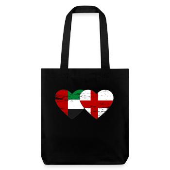 United Arab Emirates England Flag Heart - Stanley/Stella Heavyweight Recycled Tote Bag - black - Front