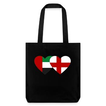 Vereinigte Arabische Emirate England Flagge Herz - Stanley/Stella recycelter Heavyweight Stoffbeutel - Schwarz - Vorne