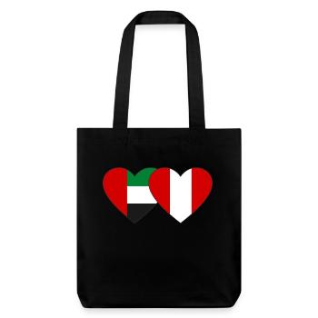Vereinigte Arabische Emirate Peru Flagge Herz - Stanley/Stella recycelter Heavyweight Stoffbeutel - Schwarz - Vorne