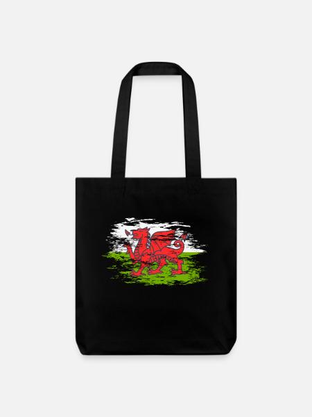 Wales Flagge used - Stanley/Stella recycelter Heavyweight Stoffbeutel - Schwarz