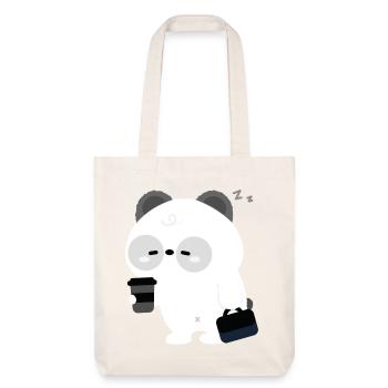 Panda Kaffeepause - Stanley/Stella recycelter Heavyweight Stoffbeutel - Naturweiß - Vorne