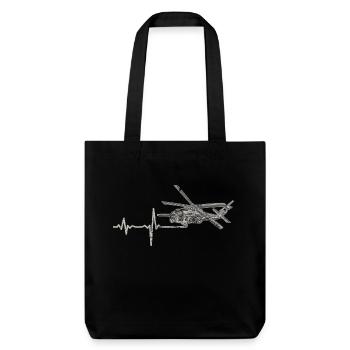 Shirt Geschenk Heartbeat Hubschrauber - Stanley/Stella recycelter Heavyweight Stoffbeutel - Schwarz - Vorne