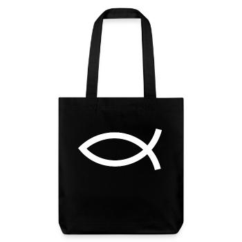 Jesusfisch weiß Ichthys Fisch Fische - Stanley/Stella recycelter Heavyweight Stoffbeutel - Schwarz - Vorne