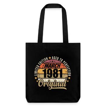 45. Anniversary 45 Years Limited Edition März 1981 - Stanley/Stella recycelter Heavyweight Stoffbeutel - Schwarz - Vorne