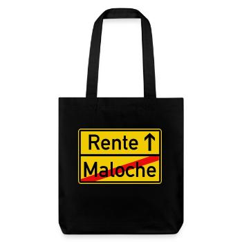 Gelbes Ortsschild Von der Maloche in die Rente - Stanley/Stella recycelter Heavyweight Stoffbeutel - Schwarz - Vorne