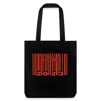 Vintage 2023 born in 2023 2 years bar code anniversair - Stanley/Stella Heavyweight Recycled Tote Bag - black - Front
