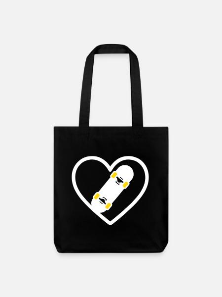 Skateboard Heart Street Sport Passion - Stanley/Stella Heavyweight Recycled Tote Bag - black