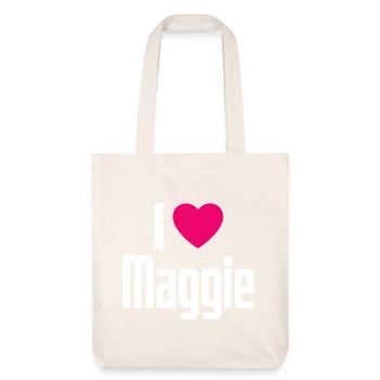 I Love Maggie Pinkes Herz Ich liebe Maggie - Stanley/Stella recycelter Heavyweight Stoffbeutel - Naturweiß - Vorne