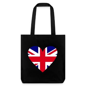 Herzflagge Großbritannien - Stanley/Stella recycelter Heavyweight Stoffbeutel - Schwarz - Vorne
