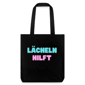 Lächeln hilft - Stanley/Stella recycelter Heavyweight Stoffbeutel - Schwarz - Vorne