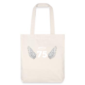 Number 75 Angel - 75th Birthday Wings - Stanley/Stella Heavyweight Recycled Tote Bag - natural white - Front