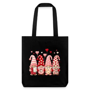 Love Valentinstag Wichtel Herz Motiv - Stanley/Stella recycelter Heavyweight Stoffbeutel - Schwarz - Vorne