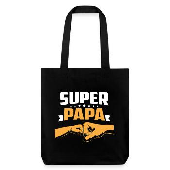 Super Papa Idea Cadeau Fête Des Fathers Anniversaire - Stanley/Stella recycelter Heavyweight Stoffbeutel - Schwarz - Vorne
