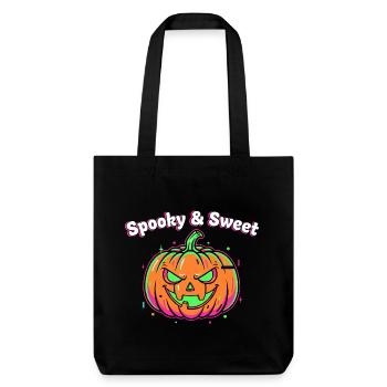 Spooky & Sweet Neon Kürbis - Stanley/Stella recycelter Heavyweight Stoffbeutel - Schwarz - Vorne