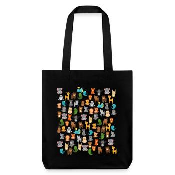 animaux de dessin animé mignon kawaii - Tote bag épais recyclé Stanley/Stella - noir - Devant