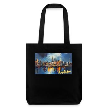 Amsterdam Blue Night Skyline Abstract - Stanley/Stella Heavyweight Recycled Tote Bag - black - Front