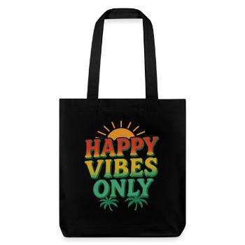 Summer Festival Happy Vibes Palm Paradise - Stanley/Stella recycelter Heavyweight Stoffbeutel - Schwarz - Vorne