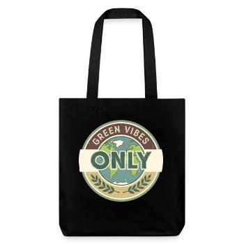 Vintage Globe Green Vibes Only - Stanley/Stella recycelter Heavyweight Stoffbeutel - Schwarz - Vorne