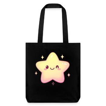 Süßer Stern Motiv für Kinder Kawaii Cartton Fans - Stanley/Stella recycelter Heavyweight Stoffbeutel - Schwarz - Vorne