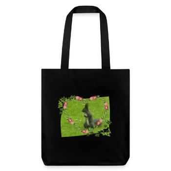 Eichhörnchen Liebe Tiere Tierfreund - Stanley/Stella recycelter Heavyweight Stoffbeutel - Schwarz - Vorne