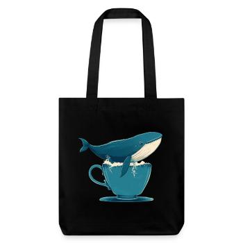 Whale in teacup - Stanley/Stella Heavyweight Recycled Tote Bag - black - Front