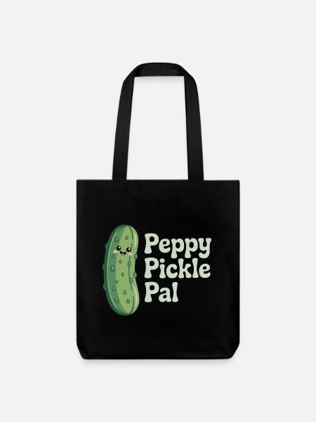 Peppy Pickle Pal - Gurke - Stanley/Stella recycelter Heavyweight Stoffbeutel - Schwarz