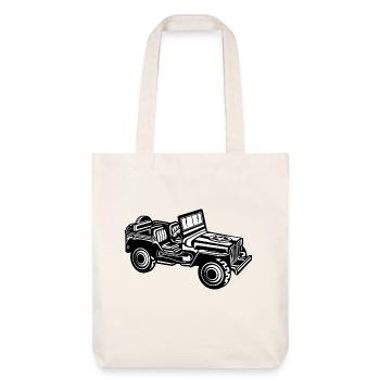 Geländewagen / Jeep SUV 01_schwarz weiß - Stanley/Stella recycelter Heavyweight Stoffbeutel - Naturweiß - Vorne