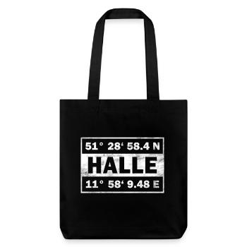 Halle Koordinaten - Stanley/Stella recycelter Heavyweight Stoffbeutel - Schwarz - Vorne