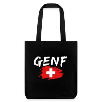 Genf Flagge Schweiz - Stanley/Stella recycelter Heavyweight Stoffbeutel - Schwarz - Vorne