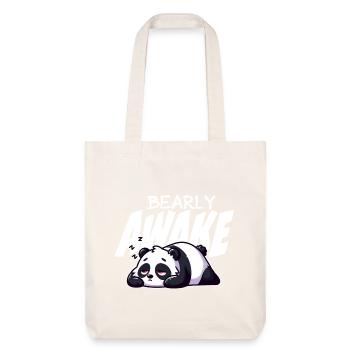 Früh erwachen Panda Illustration - Stanley/Stella recycelter Heavyweight Stoffbeutel - Naturweiß - Vorne