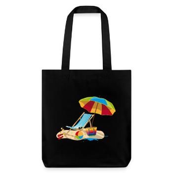 Chaise longue sur la plage - Détente en vacances - Tote bag épais recyclé Stanley/Stella - noir - Devant
