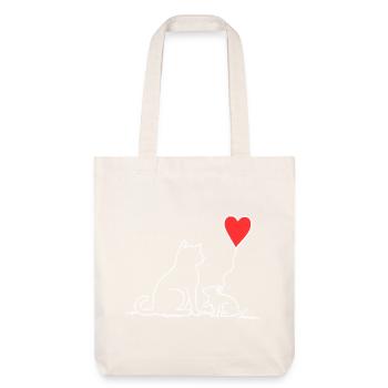 Cat and Mouse with Heart Balloon - Stanley/Stella Heavyweight Recycled Tote Bag - natural white - Front