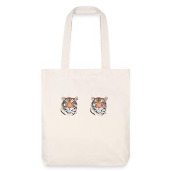 Tiger Panorama Tasse - Stanley/Stella recycelter Heavyweight Stoffbeutel - Naturweiß - Vorne