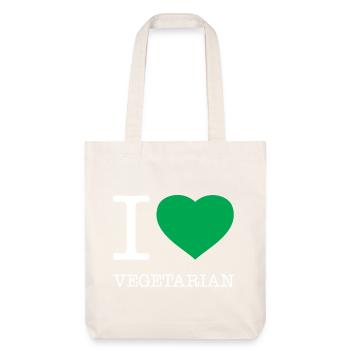 I LOVE VEGETARIAN - Stanley/Stella recycelter Heavyweight Stoffbeutel - Naturweiß - Vorne